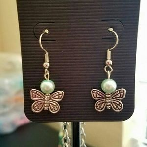 Aquamarine and Butterfly drop earrings